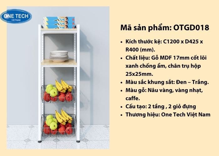 Kệ 2 tầng kèm 2 giỏ đựng 