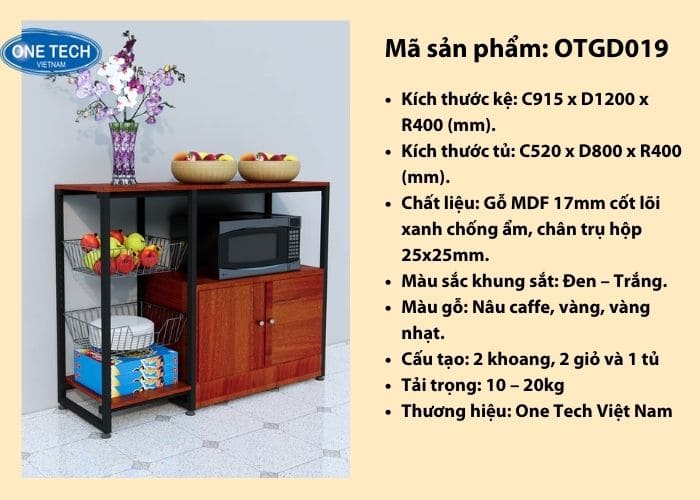 Kệ gia dụng 2 khoang kèm 2 giỏ và 1 tủ 