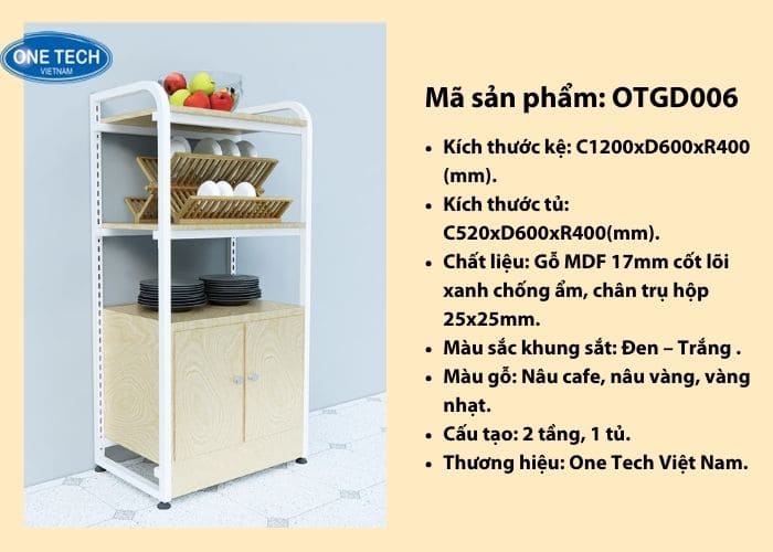 Kệ gia dụng 2 tầng kèm tủ 