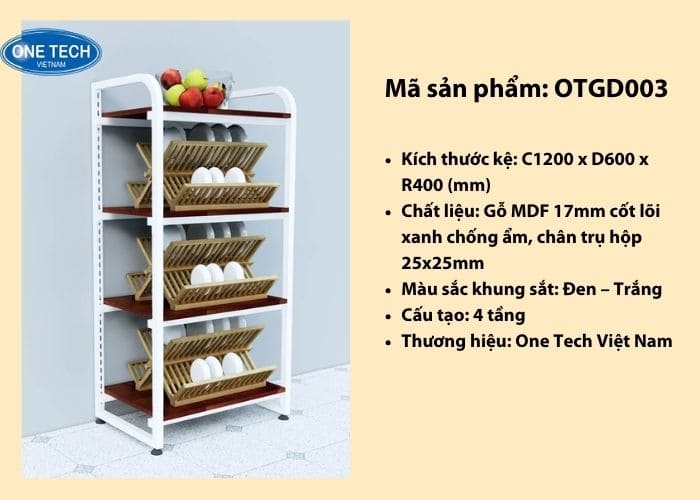 Kệ gia dụng nhỏ gọn 4 tầng 