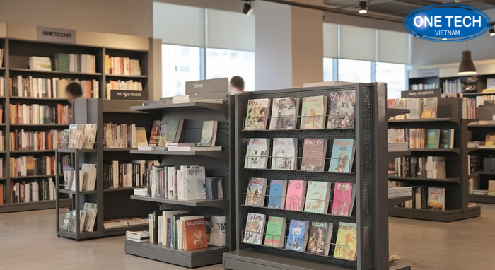 Bộ sưu tập mẫu kệ trưng bày sách báo 1 mặt, 2 mặt, kệ nghiêng tạp chí