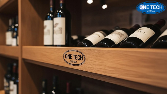 Chi tiết hoàn thiện kệ gỗ trưng bày rượu Chi tiết bo cạnh và bề mặt kệ gỗ trưng bày rượu giúp an toàn khi sử dụng