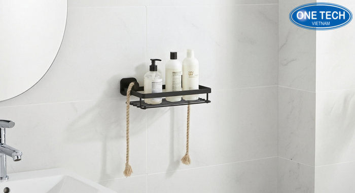 Kệ dán tường treo dầu gội dây không cần khoan tường