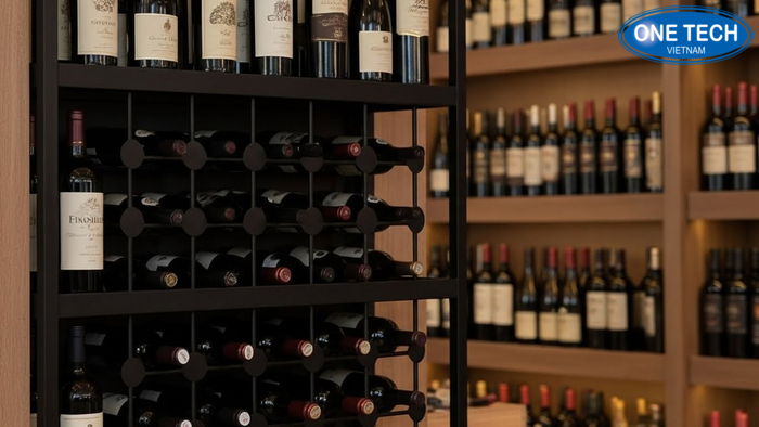 Kệ đứng sắt chia ô trưng bày rượu Kệ đứng sắt chia ô giúp chai rượu đứng vững và dễ kiểm tồn