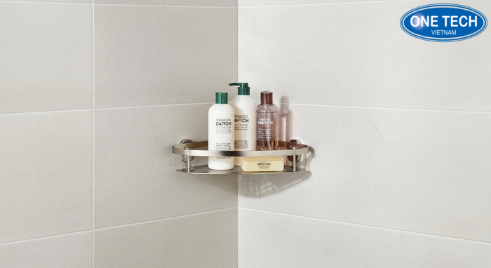 Kệ góc treo tường inox bền đẹp 1 đến 2 tầng cho dầu gội dây