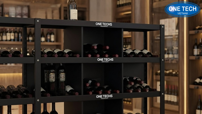 Kệ sắt chia ô trưng bày rượu Kệ sắt đen chia ô trưng bày rượu chắc chắn và dễ phân loại