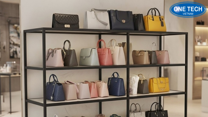Kệ sắt trưng bày túi xách dạng tầng Kệ sắt sơn tĩnh điện dạng tầng trưng bày túi xách gọn và thoáng