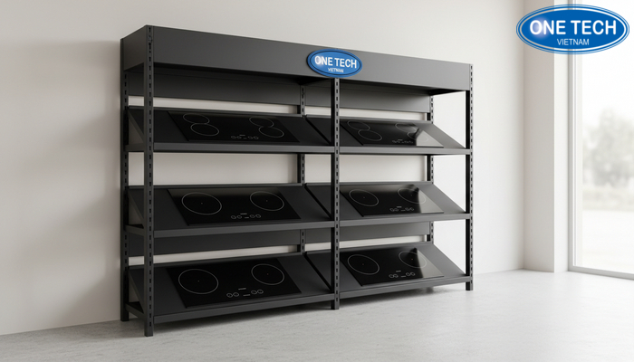 Kệ trưng bày bếp từ kệ đứng Mẫu kệ trưng bày bếp từ dạng kệ đứng trong showroom