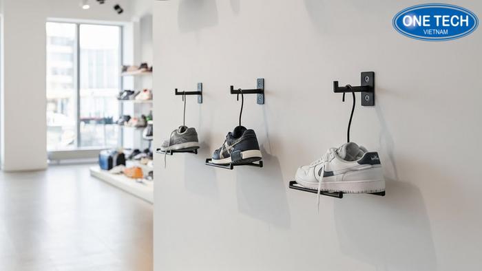 Móc treo giày thể thao gắn tường tiện lợi Hệ thống móc treo tường trưng bày giày thể thao sneaker