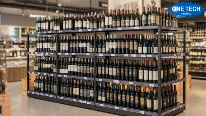 Module kệ lớn trưng bày rượu Module kệ lớn 2 mặt hoặc 4 mặt cho khu trưng bày rượu