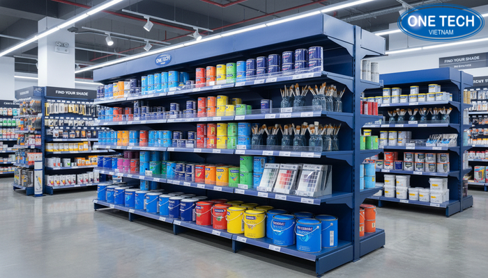 Ánh sáng và biển nhãn giúp sản phẩm sơn nổi bật trên kệ