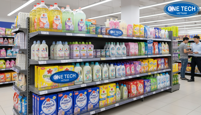 Giá kệ trưng bày nước giặt tại Bắc Ninh Bảng giá tham khảo kệ trưng bày nước giặt theo loại kệ, chất liệu, kích thước