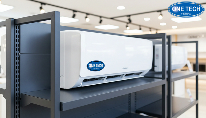 Sơn tĩnh điện chống trầy cho kệ trưng bày điều hoà Bề mặt sơn tĩnh điện giúp kệ trưng bày điều hoà hạn chế trầy xước