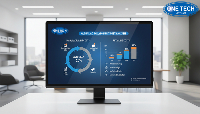 Yếu tố ảnh hưởng giá kệ trưng bày điều hoà Biểu đồ minh họa yếu tố ảnh hưởng chi phí kệ trưng bày điều hoà