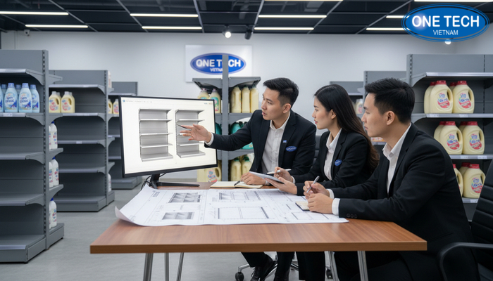 Tư vấn kệ trưng bày nước giặt tại Bắc Ninh Đội ngũ tư vấn lựa chọn kệ trưng bày nước giặt và thiết kế bố cục trưng bày