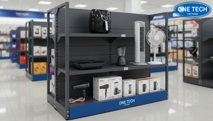 Kệ 3A Rack dùng làm kệ trưng bày đồ điện cho nhóm hàng gia dụng