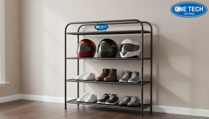 Kệ đa năng để dép và mũ bảo hiểm tối ưu diện tích