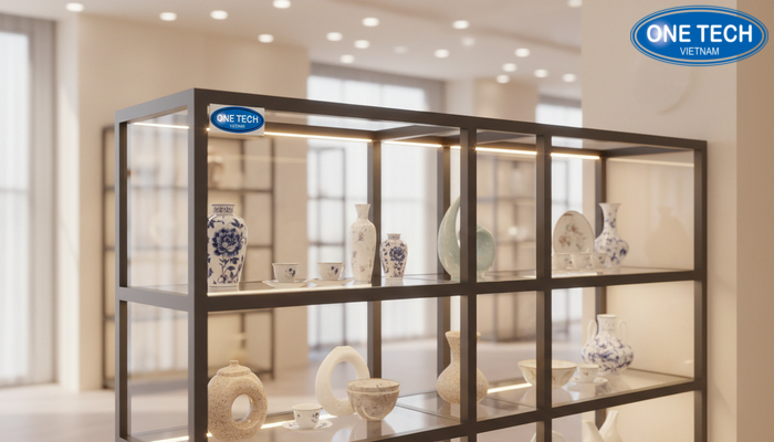 Kệ kính trưng bày đồ sứ LED Kệ kính trưng bày đồ sứ có đèn LED