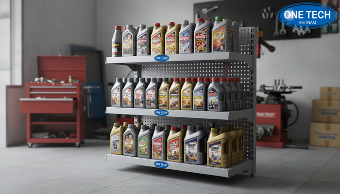 Ke nhua 3 tang trung bay dau nhot gon nhe