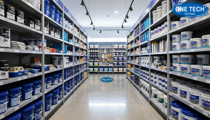 Kệ sơn đại lý chuyên dụng tạo lối đi thoáng và phân khu hàng rõ ràng