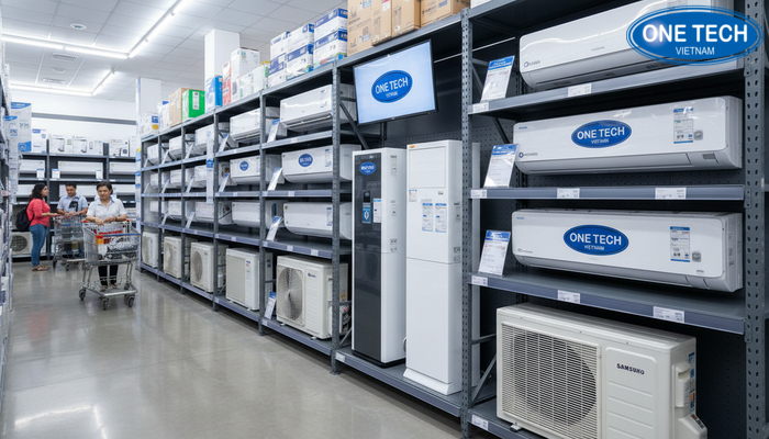 Kệ trưng bày điều hoà phổ biến Các loại kệ trưng bày điều hoà phổ biến trong siêu thị điện máy