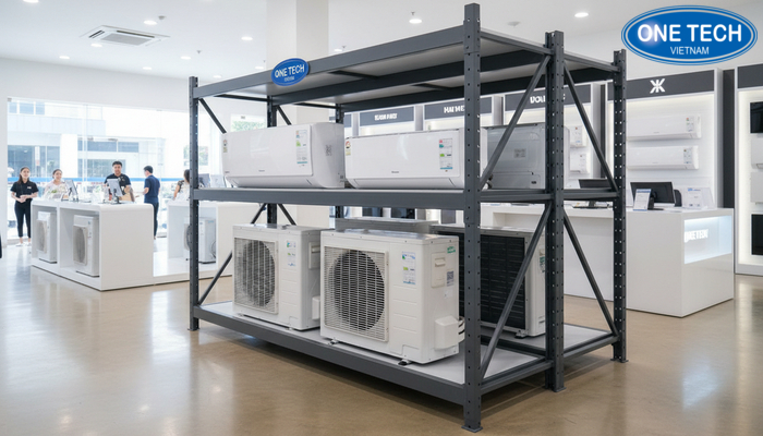 Kệ trưng bày điều hoà chịu lực cao Minh họa khả năng chịu lực của kệ trưng bày điều hoà