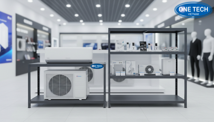 So sánh kệ trưng bày điều hoà theo tầng So sánh kệ trưng bày điều hoà đơn tầng và đa tầng