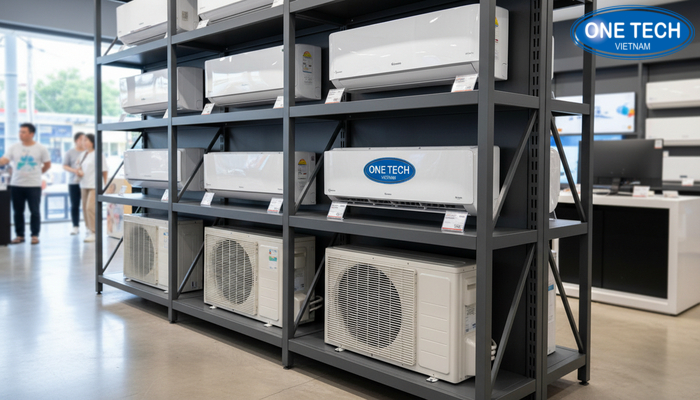 Thiết kế kệ trưng bày điều hoà hiện đại Mẫu kệ trưng bày điều hoà thiết kế hiện đại, tối ưu tải trọng