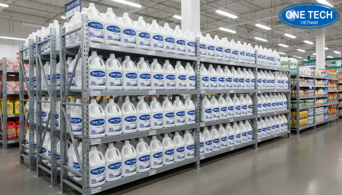 Kệ V lỗ trưng bày nước giặt Kệ V lỗ trưng bày nước giặt can lớn 5L chịu lực