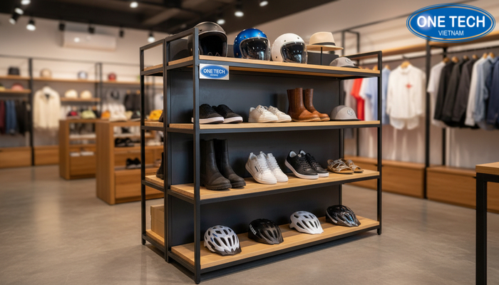 Kệ đa năng để dép nón kết hợp trưng bày mũ bảo hiểm