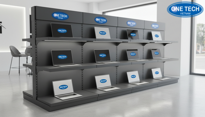 Mẫu kệ trưng bày laptop cao cấp có LED Mẫu kệ trưng bày laptop cao cấp có đèn LED cho showroom
