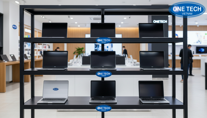 Mẫu kệ trưng bày laptop thiết kế mở Mẫu kệ trưng bày laptop thiết kế mở tạo không gian thoáng