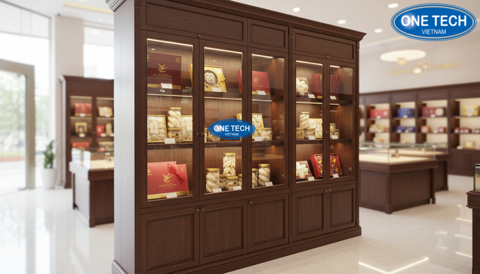 Tủ kệ trưng bày yến sào cao cấp Mẫu tủ kệ trưng bày yến sào cao cấp gỗ kết hợp kính