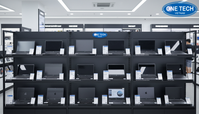 Bố trí thông tin trên kệ trưng bày laptop Mô hình bố trí hiển thị thông tin sản phẩm trực tiếp tại kệ laptop