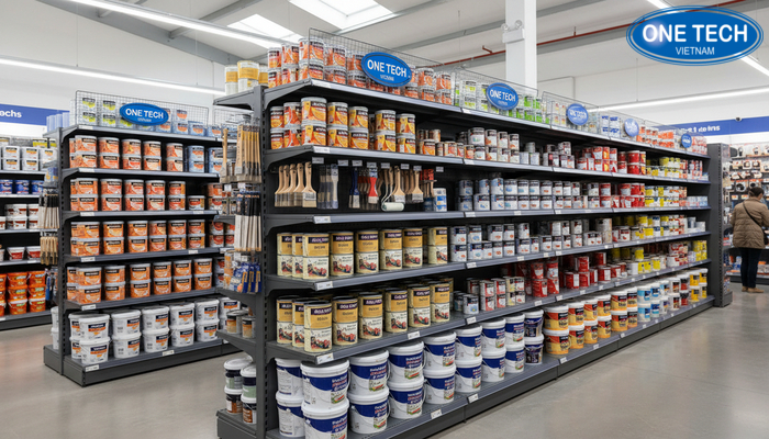 Các dòng kệ trưng bày sơn nước phổ biến do OneTech cung cấp