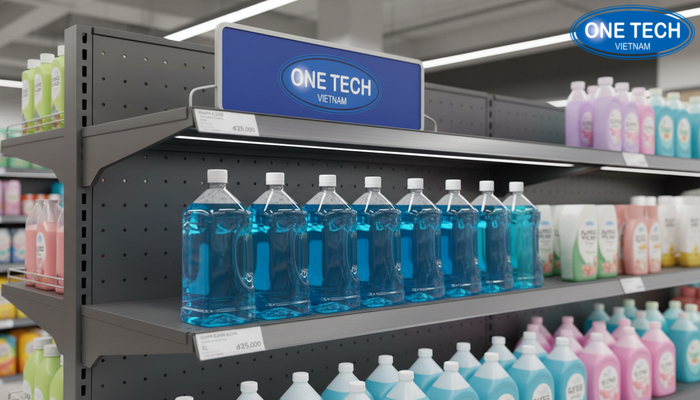 Phụ kiện kệ trưng bày nước giặt Phụ kiện bảng giá, logo và đèn LED cho kệ trưng bày nước giặt