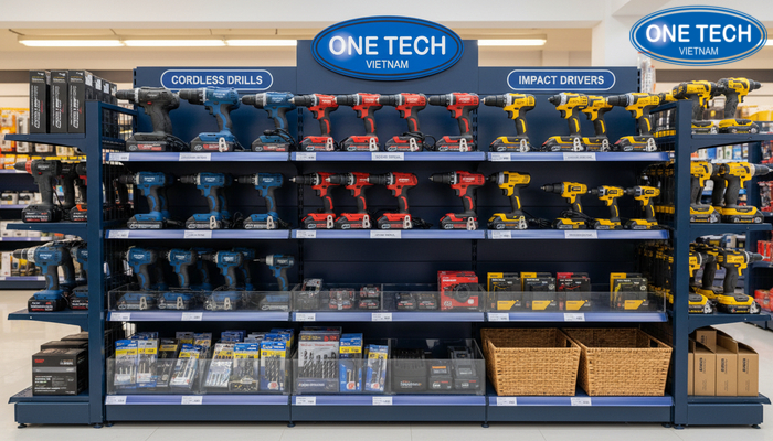 So do sap xep may khoan theo nhom tren ke giup de tim de ban