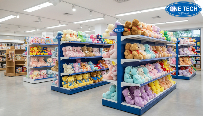 So sánh các loại kệ trưng bày gấu bông theo chất liệu