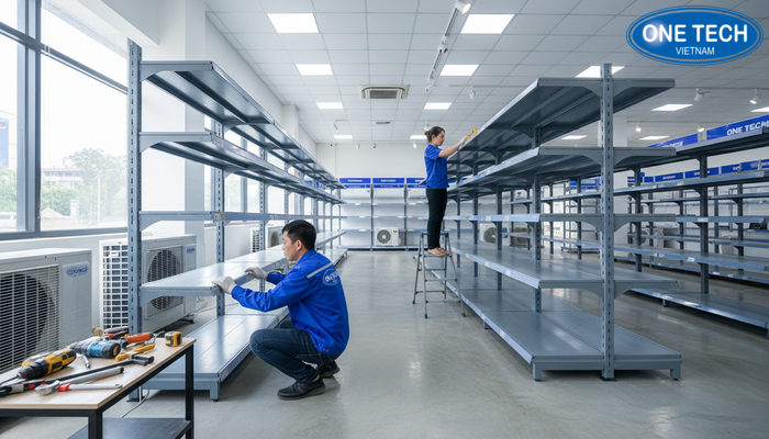 Thi công kệ trưng bày điều hoà tại Bắc Ninh Hình ảnh thi công lắp đặt kệ trưng bày điều hoà tại Bắc Ninh