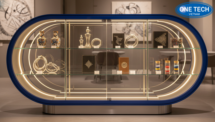 Tủ kính trưng bày quà lưu niệm đẹp Mẫu tủ kính trưng bày quà lưu niệm đẹp cho sản phẩm cao cấp