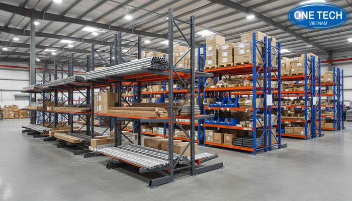 Bảng so sánh kệ tay đỡ kệ sắt V lỗ và kệ pallet theo tiêu chí hàng hóa tải trọng và vận hành