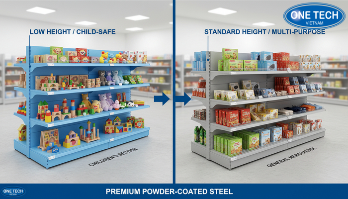 Biểu đồ so sánh ưu nhược điểm kệ đồ chơi trẻ em và kệ trưng bày đa năng