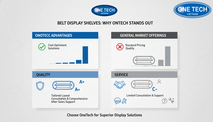 Biểu đồ minh họa tiêu chí lựa chọn kệ trưng bày thắt lưng theo giá, chất lượng, dịch vụ