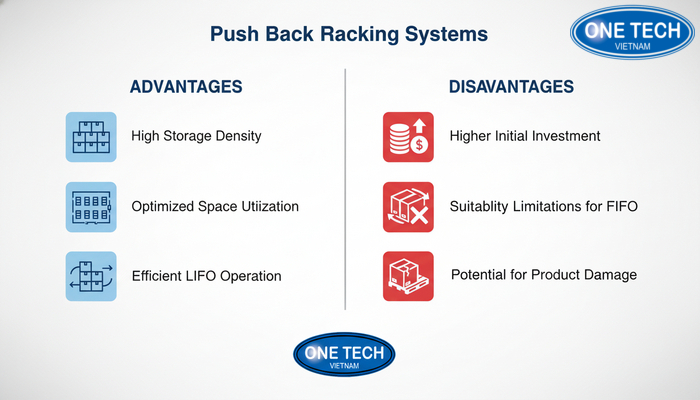 Biểu đồ minh họa ưu điểm và hạn chế của kệ Push Back