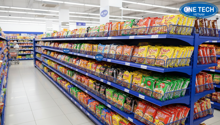 Bố trí mì tôm khoa học trên kệ rổ mì giúp khách dễ tìm và dễ lấy