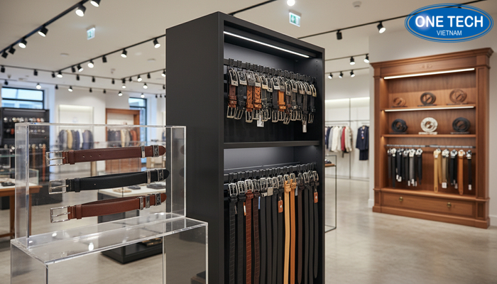 Checklist chọn kệ trưng bày thắt lưng theo diện tích, chất liệu, số lượng và thẩm mỹ