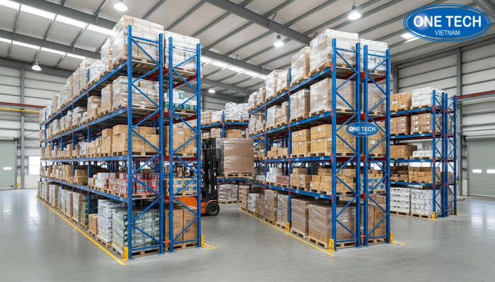 Hình ảnh thực tế dự án lắp đặt kệ Push Back tại kho hàng