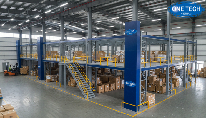 Hình ảnh dự án kệ sàn Mezzanine OneTech thi công tại Bắc Ninh