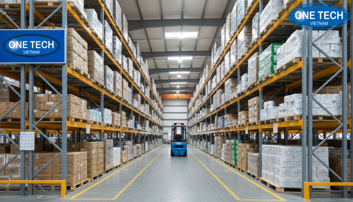 Ảnh thực tế lắp đặt kệ selective tại Bắc Ninh, bố trí dãy kệ và lối đi