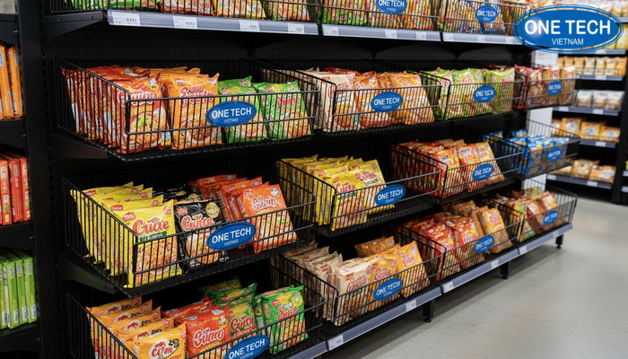 Giỏ rời tháo lắp giúp linh hoạt thay đổi cách trưng bày mì tôm